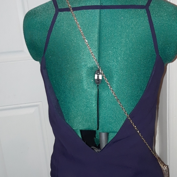 Navy Maxi Dress w slit - Picture 2 of 5